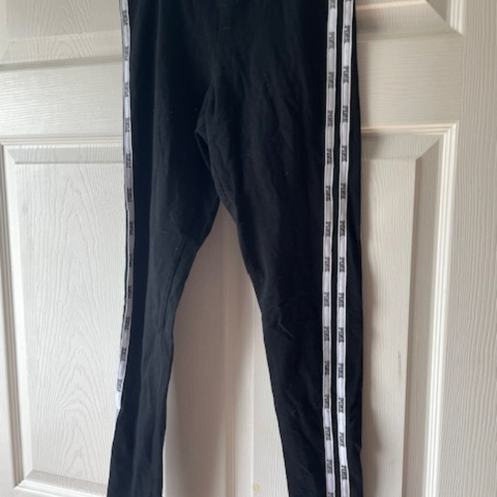 PINK LEGGINGS, BLACK WITH WHITE STRIPE